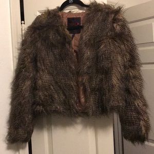 Brown Faux Fur Coat. Size Small. Worn Once.